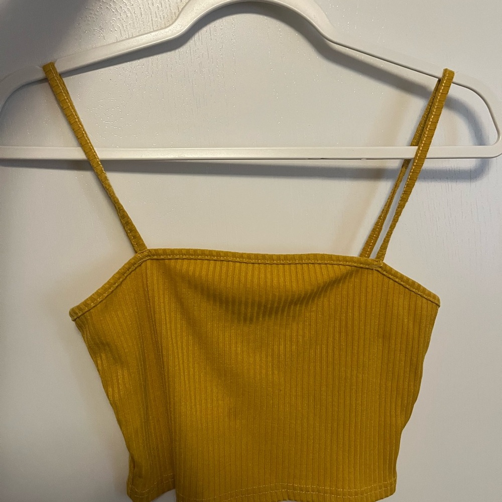 Mustard Yellow Ribbed Crop Top